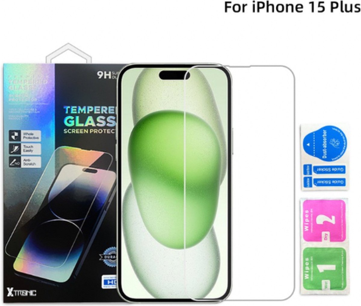 Screenprotector geschikt voor iPhone 15 - Extra Sterk en Veilig 9H Geharde Glasbescherming