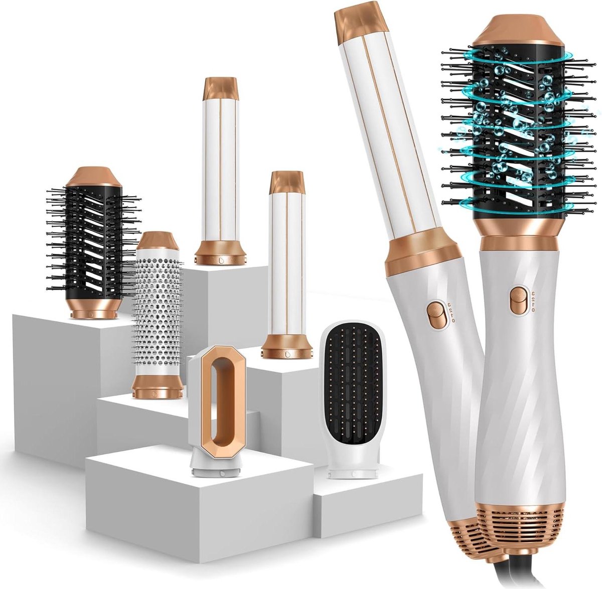 Air Styler Föhnborstel set - 6 in 1 Haardroger met borstel - Heteluchtborstel - Haar Fohn - Krulborstel - Stijlborstel - Thermal Brush - Hair Dryer - Geschikt voor Alle Haartypes