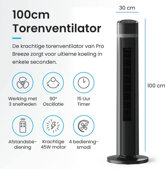 Gotoll Vernevelventilator, staande ventilator, 38 cm, sproeiwaterventilator met 3 snelheden, 2 l, timer 12 uur, oscillerend, 75 W