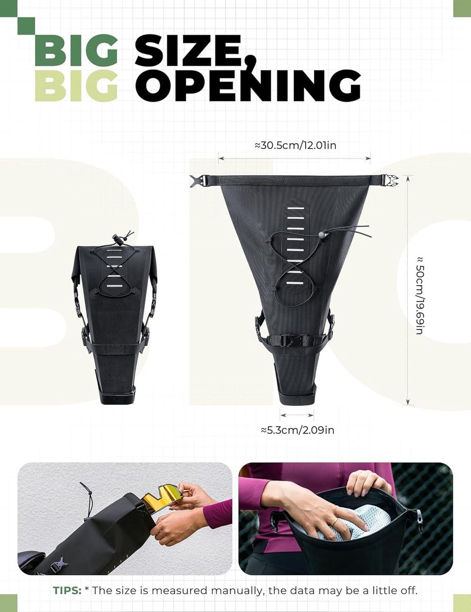 Zadeltas voor Bikepacking - 3 liter - 100% waterdicht - outdoor fietsen - mountainbikes - racefietsen - gravelbikes - e-bikes