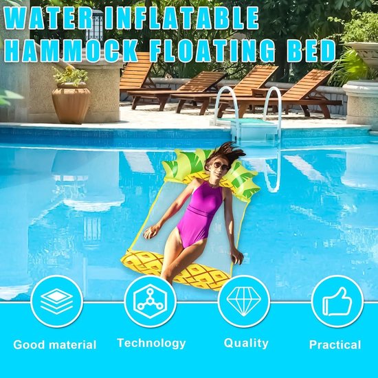 Waterhangmat, 2 stuks opblaasbaar zwembadbed voor volwassenen