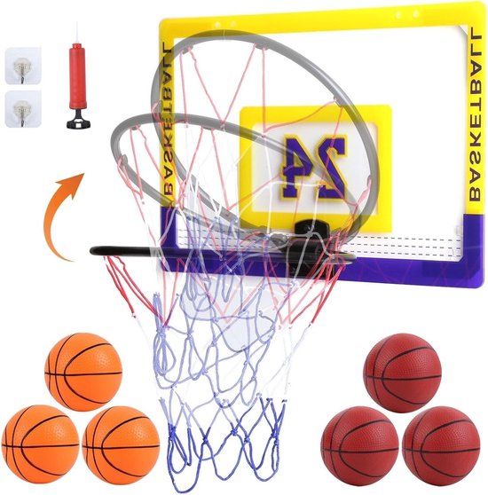 Basketbalring Set, Slaapkamer Basketbalring Voor Muur, Geen Uitglijden Aan De Muur Gemonteerde - Muurbevestiging, Basketbalring Boven De Deur Met Stickers En Zuignappen, Basketbalring
