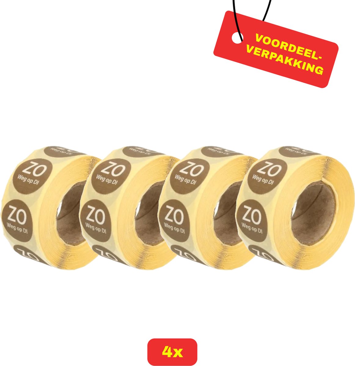 4X HACCP datumstickers Rol "Zondag weg op dinsdag" - Voordeelverpakking!
