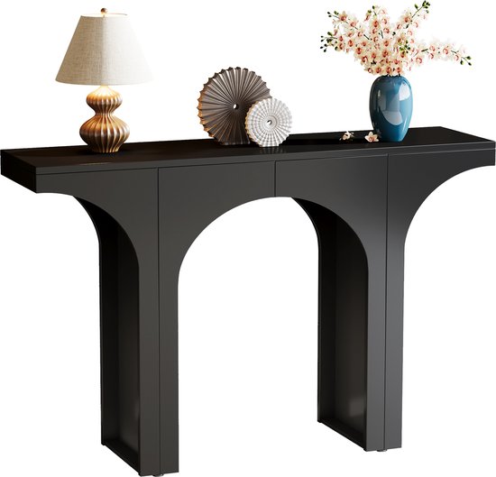 Foto: Tribesigns console tafel bijzettafel sidetable morden met boogbasis houten zwart 120 x 30 x 86 cm