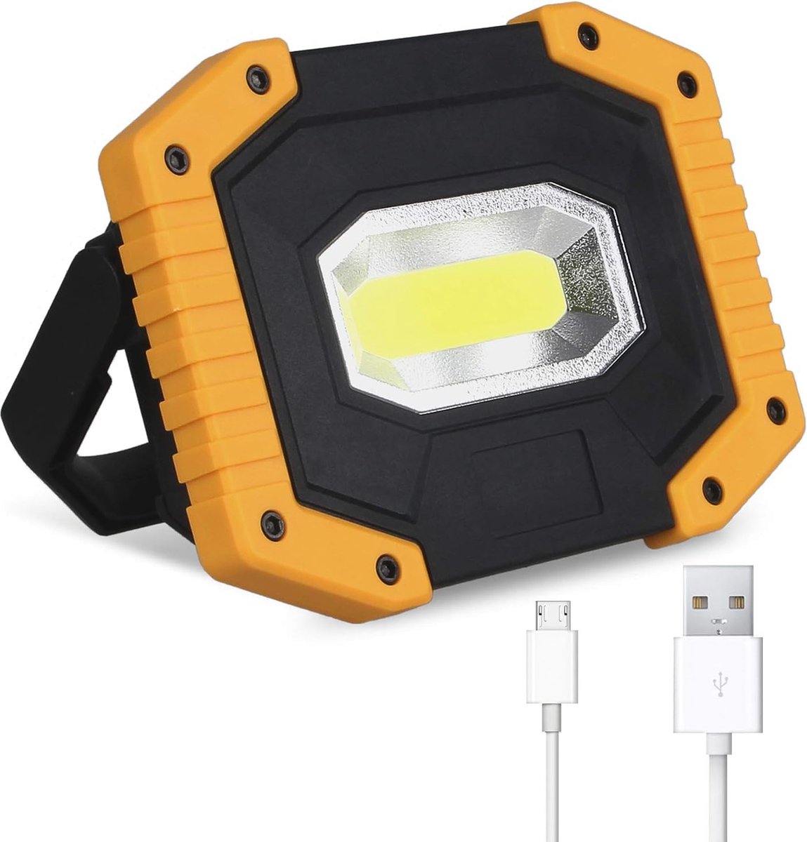 Werklamp LED Oplaadbaar Bouwlamp 30W schijnwerper batterij beveiligingslicht met 3 modi outdoor COB schijnwerper camping lichten met USB waterdicht voor tuin garage vissen wandelen inclusief batterijen