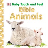 Baby Touch and Feel Bible Animals boek met een schaap en lam op gras. Gouden glitterrand.
