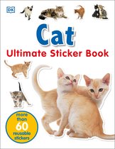 Boek met stickers van katten, met twee katten op de voorgrond en meer dan 60 herbruikbare stickers.