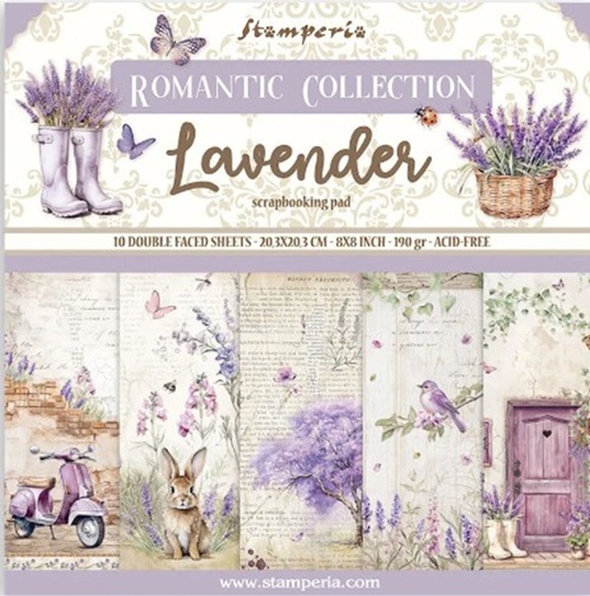 Stamperia Lavender 8x8 Inch Paper Pack (SBBS108)