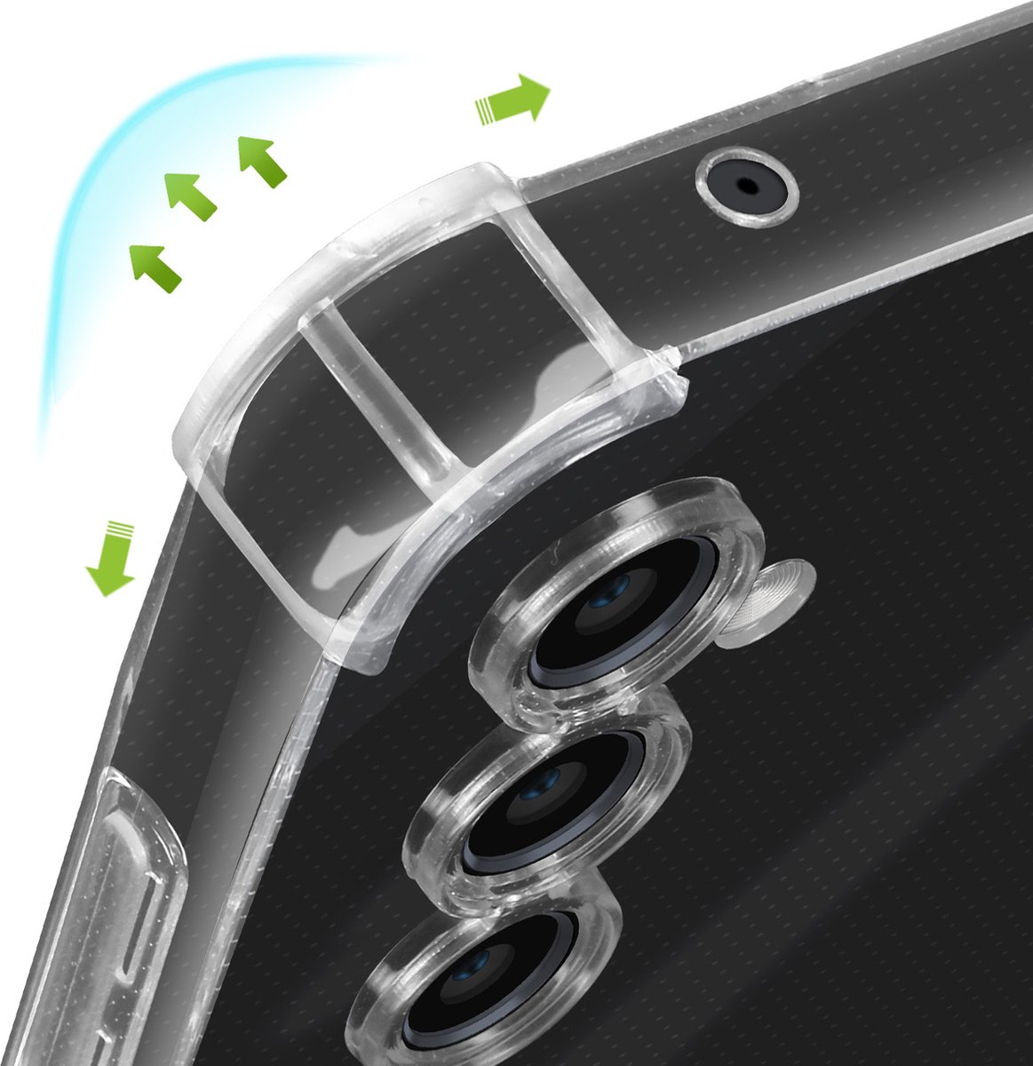 Mayaxess, Hoes Geschikt voor Samsung Galaxy S23 FE Silicone bumper Versterkte hoeken, Transparant