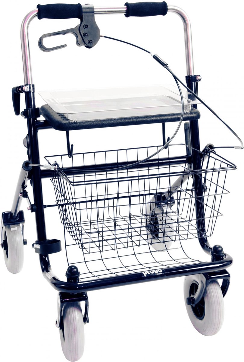Goedkoopste Premis Provo - Rollator - 2de Generatie - Duwbeugel - Zowel Eenzijdig Links als Eenzijdig Rechts te gebruiken - Metallic Zwart