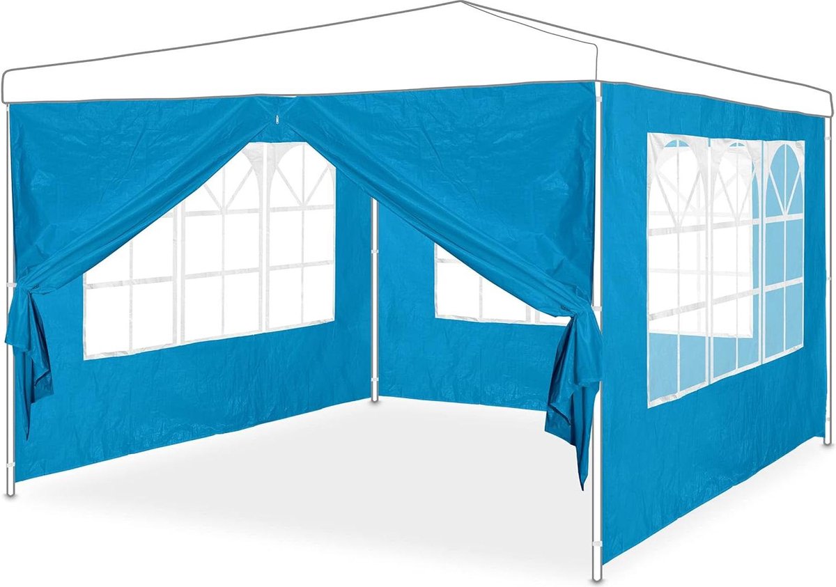 Zijwanden set van 4 2x3 m - Lichtblauw - Feesttenten - Zijkanten met raam met rits