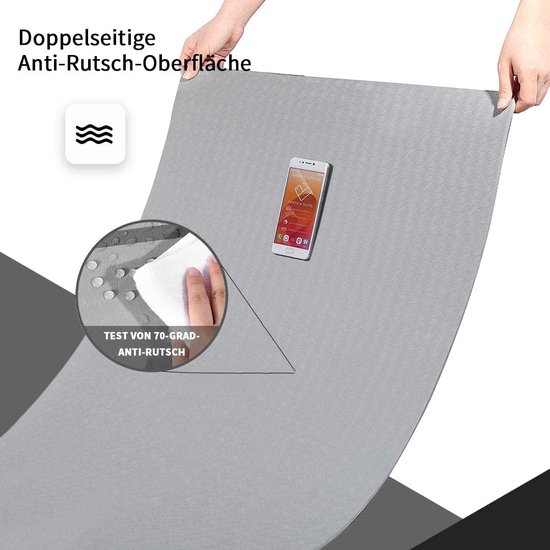 Antislip yogamat met gestructureerd oppervlak en draagband - 6mm dik - voor vrouwen - grijs Yogamat — afbeelding 5