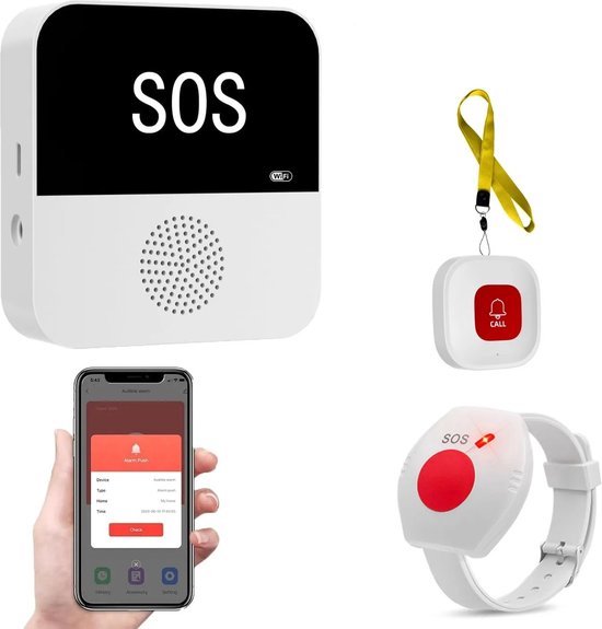 Foto: Senioren alarm alarm horloge ouderen waterdicht alarmknop paniekknop draadloos draagbaar alarm noodoproepknop wifi