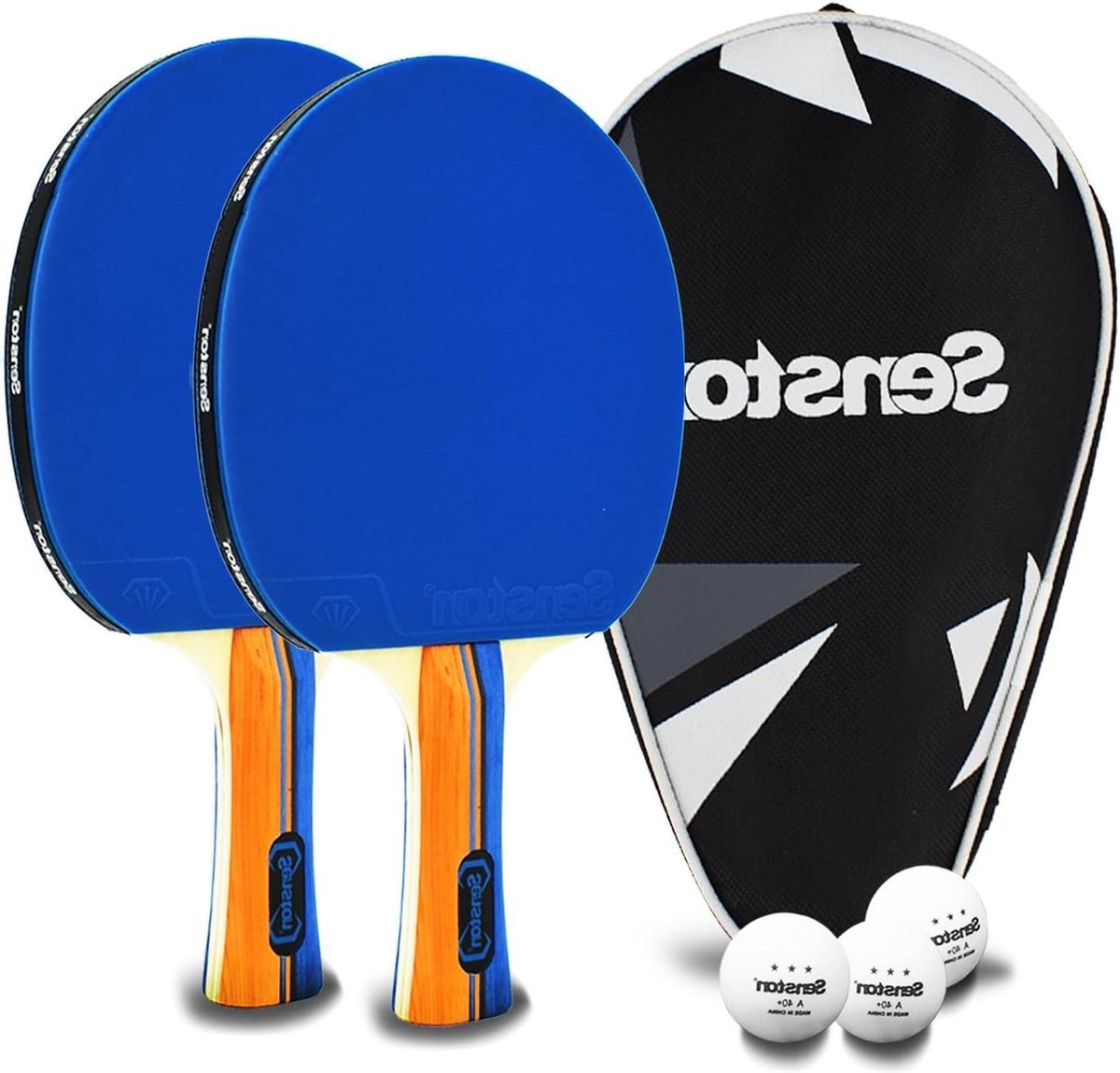 Vleermuizen tafeltennis 2 speler set - pingpong peddel set met racket koffer en ballen