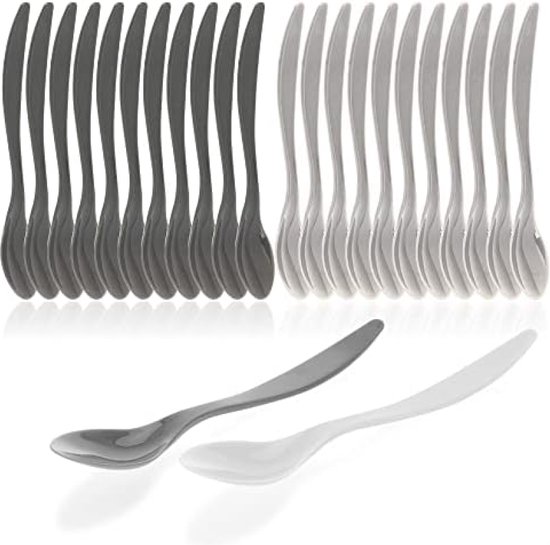 10 Stuks Witte Keramische Lepels 13 Cm - Eierlepels, Dessertlepels Met Ophanggat, Porselein