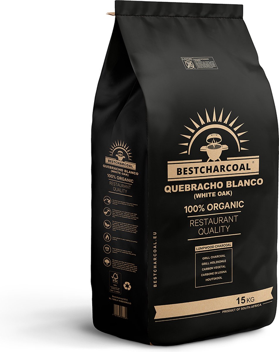 Bol.com Houtskool Quebracho blanco 15 kg “Bestcharcoal” RESTAURANT QUALITY. RESTAURANT QUALITY IS HOGER VAN KWALITEIT DAN PREMIUM aanbieding