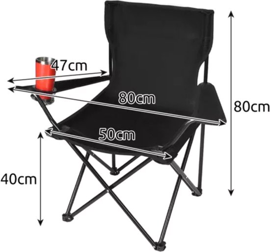 Trizand Zwarte Vissersstoel - 80 x 44 x 80 cm - Draagbaar en Stevig van Trizand — afbeelding 5