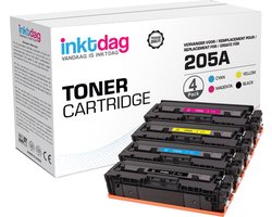 Inktdag huismerk Toner HP CF530A(HP205A) Zwart, HP CF531A(HP 205A) Cyaan, HP CF532A(HP 205A)Geel, HP CF533A(HP 205A) Magenta (4 stuks) voor Color…