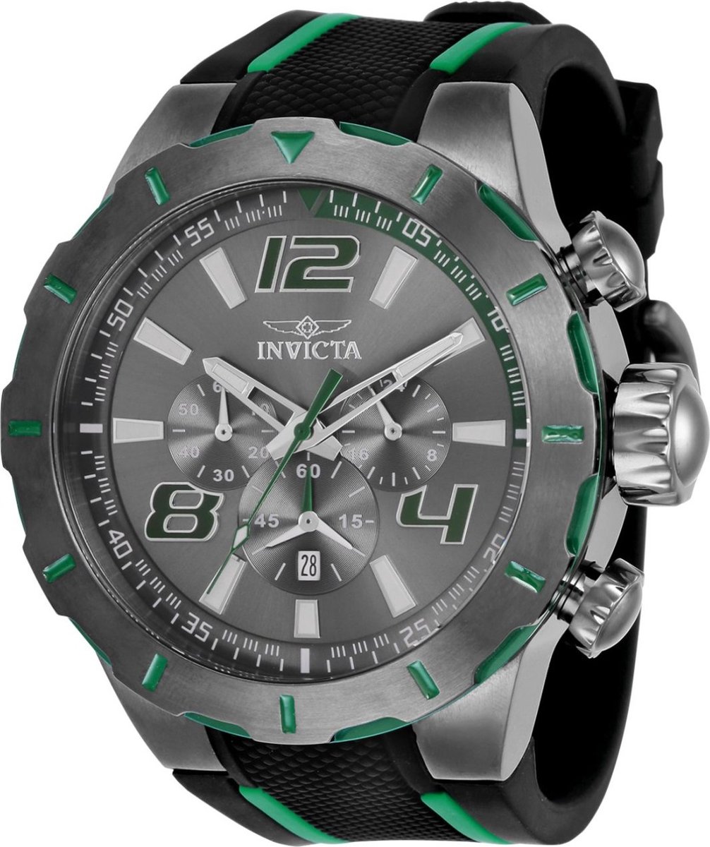 Invicta S1 Rally 35737 Heren Horloge - Waterdicht - Analoog - Quartz Uurwerk - Roestvrij Staal met grijze Wijzerplaat - 53mm