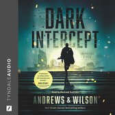Donker intercept, een militaire thriller in de Shepherds-serie, met een man die op trappen rent tegen een donkere, stedelijke achtergrond.