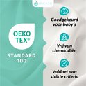 OEKO-TEX Standard 100 label. Goedgekeurd voor baby's, vrij van chemicaliën en voldoet aan strenge criteria.