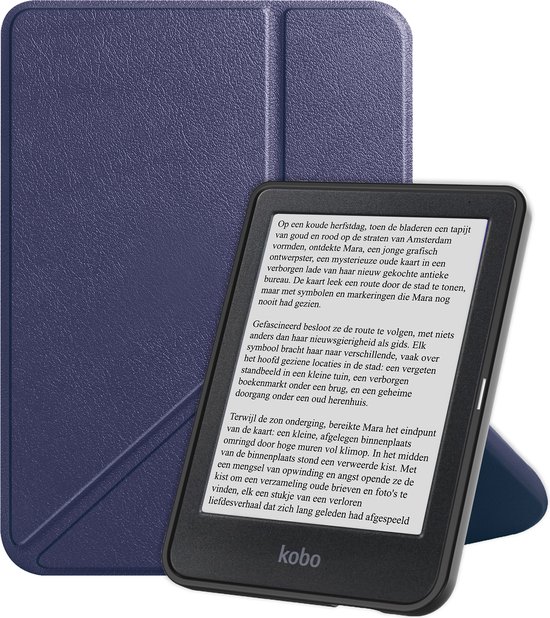 Hoesje Geschikt voor Kobo Clara BW Hoes Bescherm Hoesje Case Sleep Cover Trifold - Hoes Geschikt voor Kobo Clara BW Hoesje - Donkerblauw