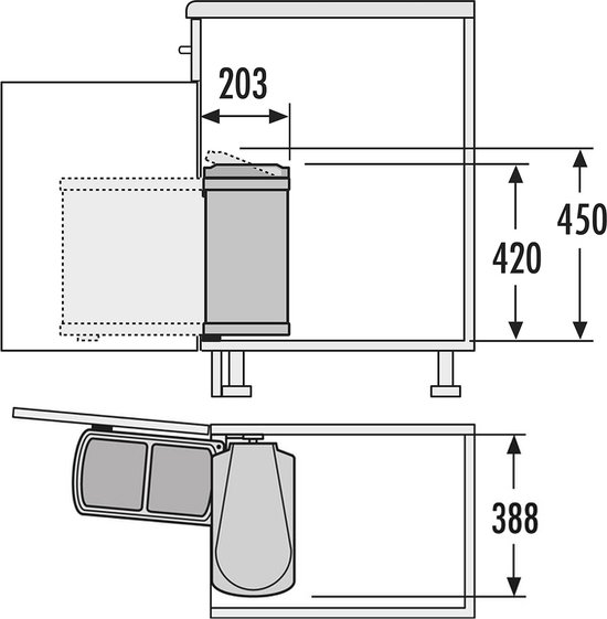 Hailo Inbouw Prullenbak - 15 l - RVS - Donkerbruin