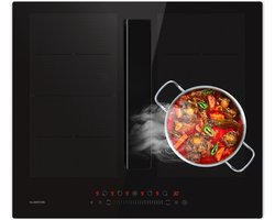 Klarstein Inductiekookplaat Chef-Fusion met Afzuiging – 60 cm, 600 m³/u, 6400 W, Flexzone, Energieklasse A, Touchbediening, Ruimtebesparend, Zwart – 52 cm – voor Keuken – Vetfilter – Induction Hob – Inductie Kookveld