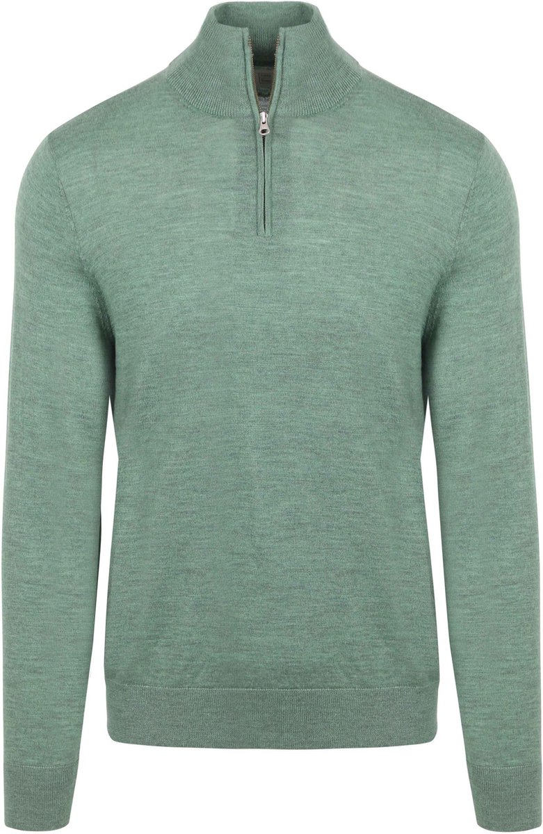 King Essentials The Michael Half Zip Pull Merino Groen - Maat XL - Heren - Pullovers