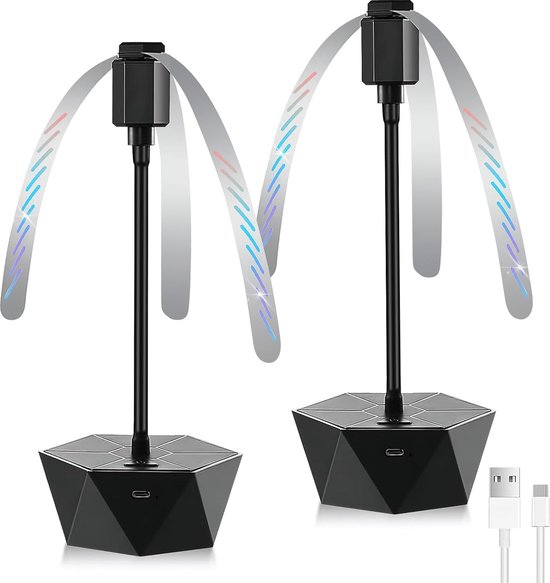 Ventilateur Anti-mouches Portable Rechargeable USB - Lot De 2 Avec Lumière LED Pour Table, Repas En Plein Air - 10