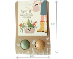 Floz Design bedankje juf - cadeau juf - wenskaart met zaadbommetje