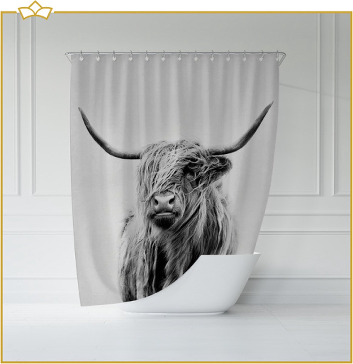 ATTREZZO® Douchegordijn Schotse hooglander - 180x180 cm