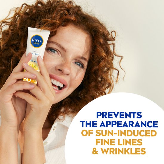 NIVEA SUN UV Anti-Age Q10 Zonnebrand Gezicht - SPF 50 - Zonnebrandcreme - Anti Rimpel Zonnecrème - 50 ml