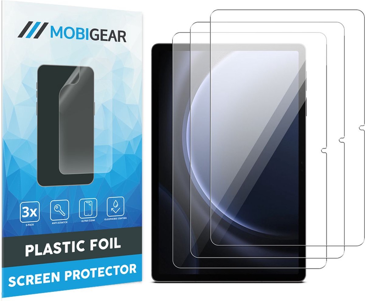 Mobigear Screenprotector geschikt voor Samsung Galaxy Tab S9 FE Plus | Mobigear Screenprotector Folie - Case Friendly (3-Pack)