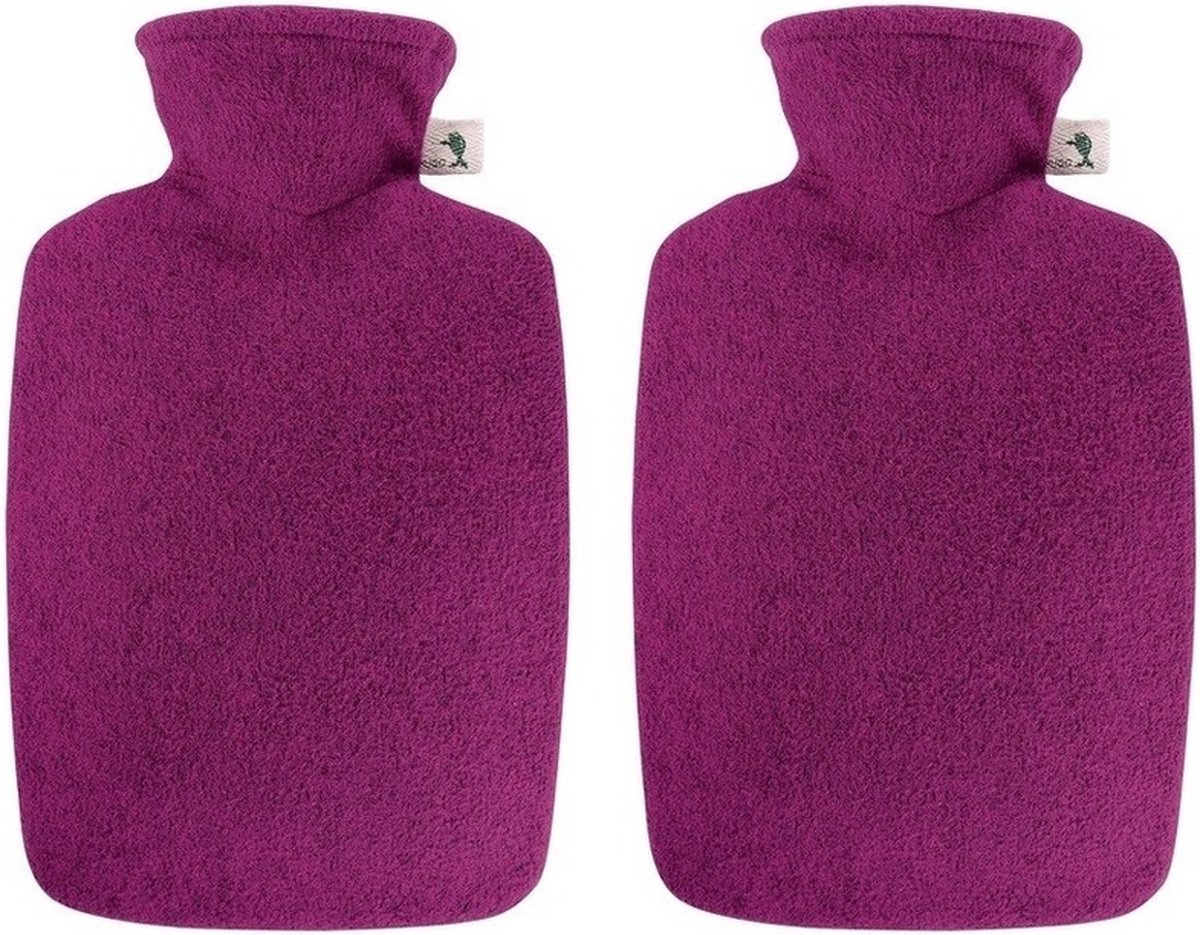 Goedkoopste Warm water kruik met viltlook hoes - 2x - fuchsia roze - 2 liter - viltlook