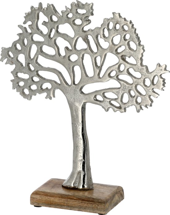 Cepewa Levensboom - decoratief figuur - zilverkleurig - 25 cm - aluminium