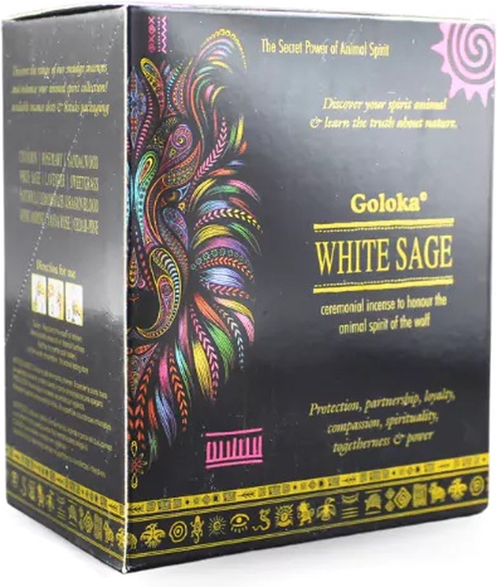 Goloka White Sage - Wierook - Witte salie - Harswierookstokjes - 12 doosjes