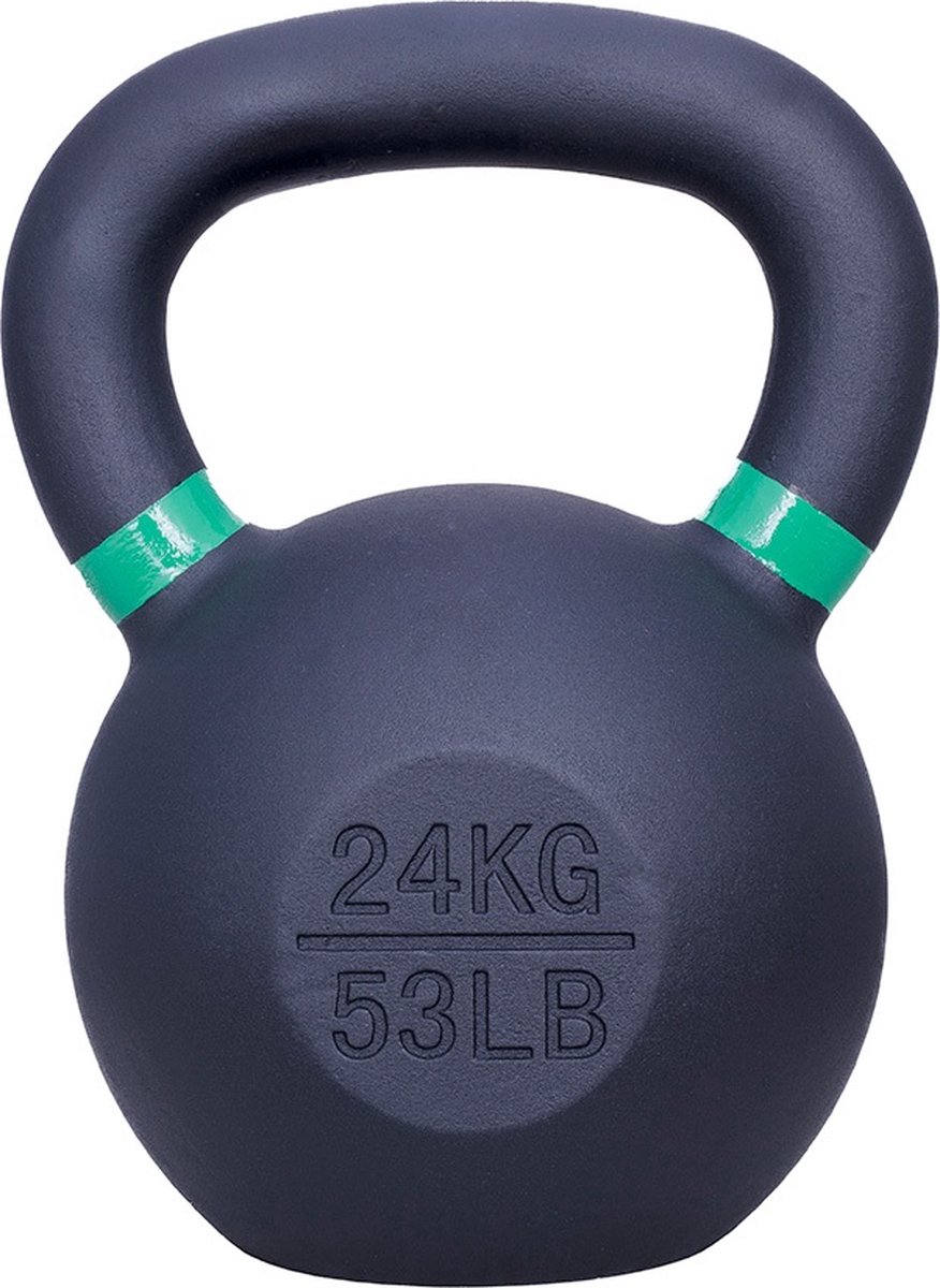 ForzaFit Kettlebell 24 kg - Gietijzer Kettle bell - Zwart met Groen - 53 LB