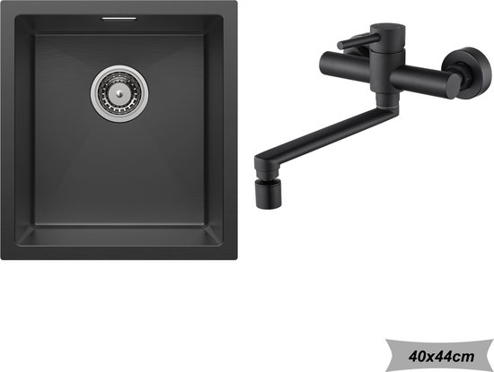 Cecipa Max 1 Wastafel, 70 X 45 Cm, Zwarte Roestvrijstalen Spoelbak Met Afdruiprek Wastafel Zeepdispenser Bovenmontage Vlakmontage Eu Model