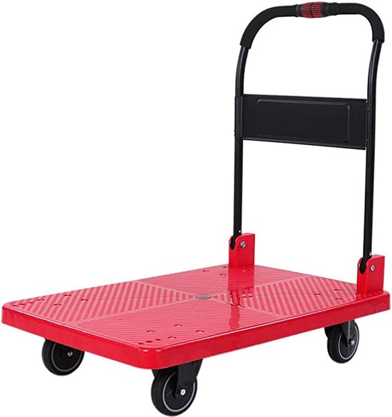 tectake Platformwagen met remmen - zwart, 150 kg - 402777