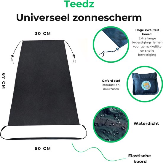 Universeel zonnescherm voor kinderwagens - Waterdicht - Extra UV-Bescherming - Teedz - Zonnekap - Zonbescherming - Regen - Wind - Teedz van Universeel — afbeelding 4