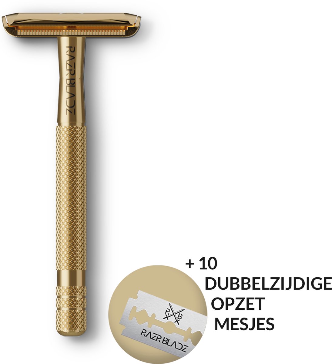RazrBladz One Blade Scheermes Gold Colour 1 Handvat 1 Houder 20 Scheermesjes One Blade Mesjes Double Edge Scheermesjes Mannen Scheermesjes Vrouw