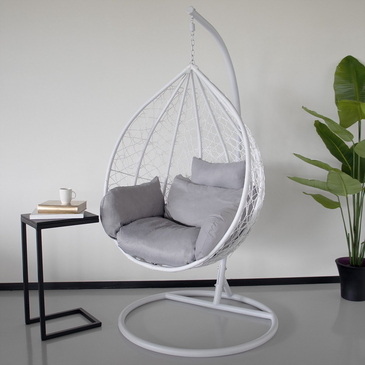 Lizzely Garden & Living Egg hangstoel Roundabout grijs ei stoel