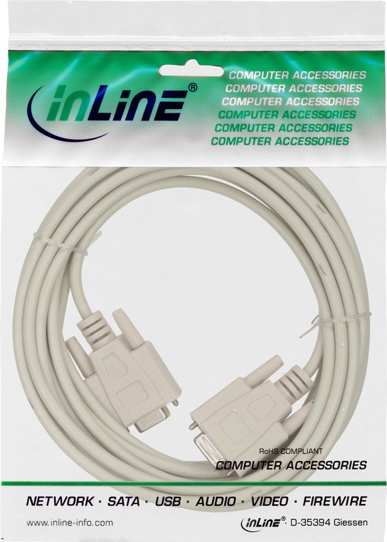 InLine DB9 5m câble Série Beige