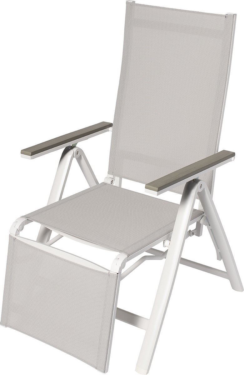 Brulo - 2 stuks Aluminium ligstoel tuin - ligstoel - strandstoel opvouwbaar - tuinstoel - polywood Wit-lichtgrijs