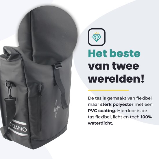Voltano Journey Luxe Fietstas 28L - Zwart - Enkele Pakaftas - Laptopvak - Met Schouderband - Waterdicht van Voltano — afbeelding 3