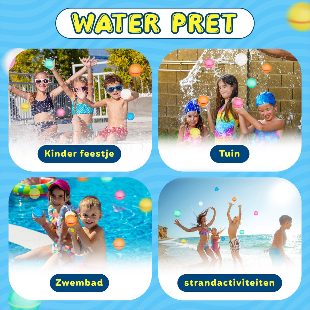 Nereb - Herbruikbare Waterballonnen - Zelfsluitend - Waterbal - Speelgoed - 6 Stuks Inclusief Opberg Netje — afbeelding 5