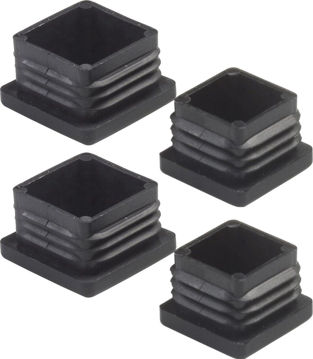 Pootdop insteek zwart vierkant - vlakke onderkant | 40x40mm Buitenwerksemaat (4 stuks)