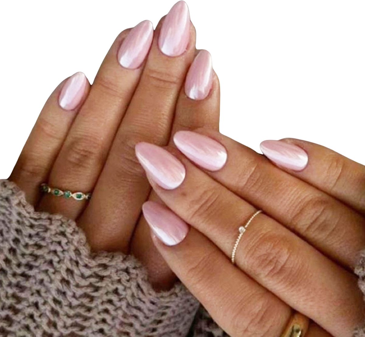 Goedkoopste Nepnagels met Lijm - Roze Parlemoer Chrome - Almond Vorm - 24 Stuks - Kunstnagels - Press-On Nails - Plaknagels - Inclusief Nagellijm - Perfect Cadeau