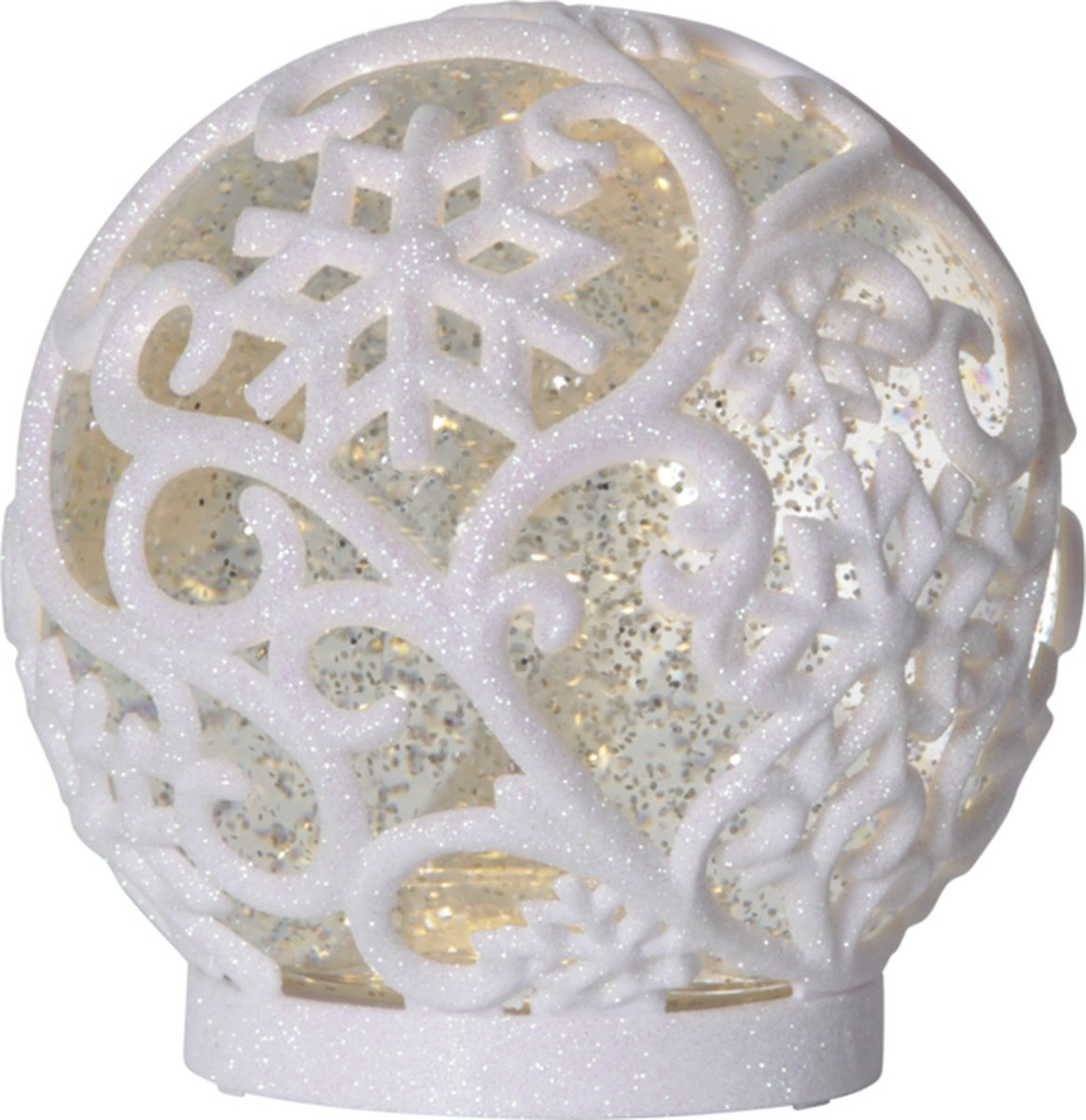 Star Trading Sneeuwbol 'Frost' met sneeuwvlokdesign, LED-verlichting, batterij + timer, warm wit, Ø 16cm